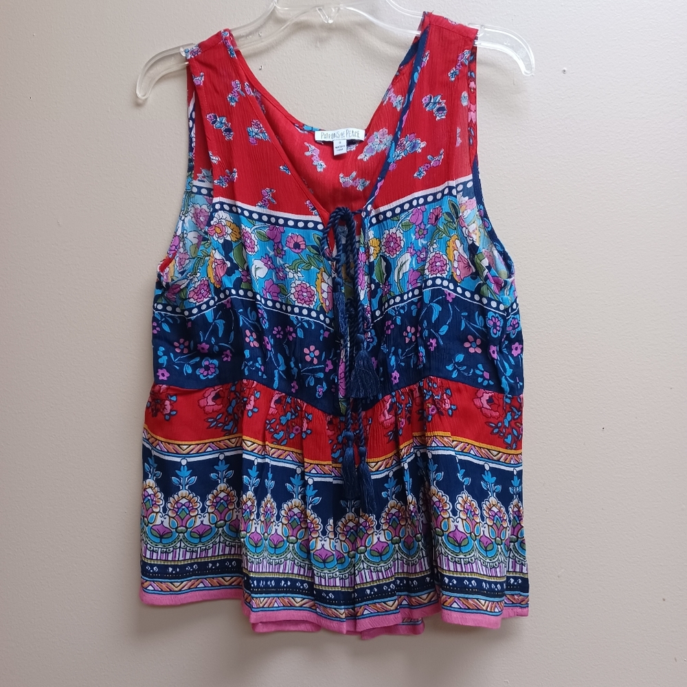 Patrons of Peace tassel tie boho top